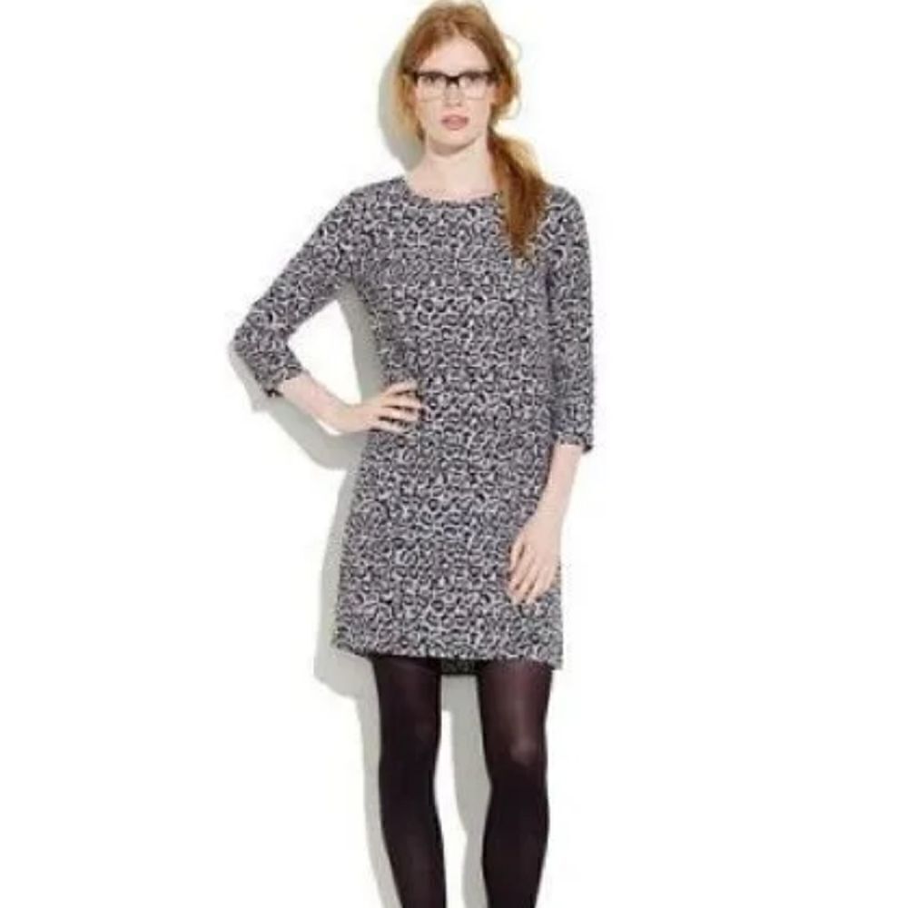 Madewell Broadway & Broome Animal Print Grey & Black Dress Size Extra Small